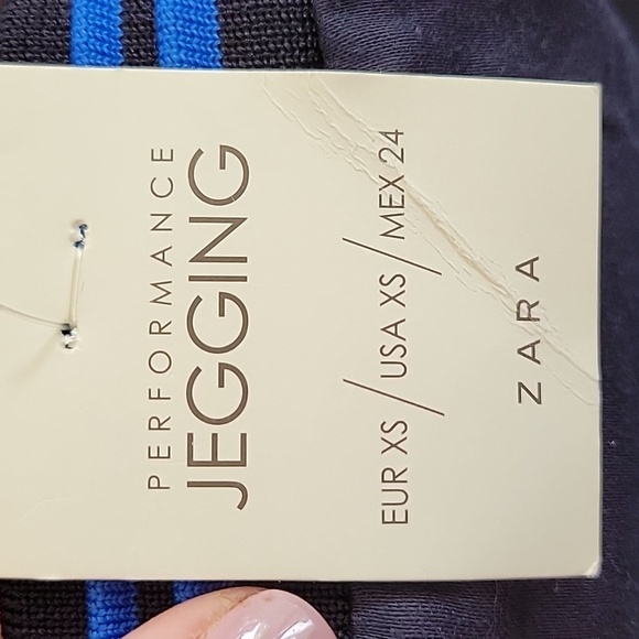 NWT ZARA xs navy blue with light blue performance jegging leggings - Picture 5 of 6